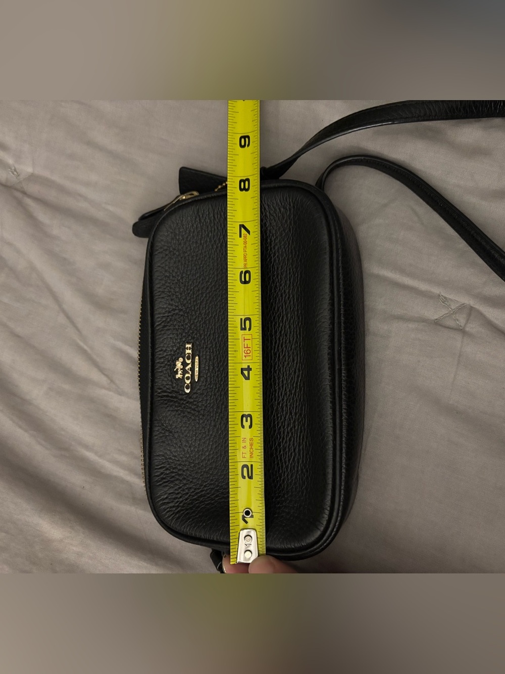 Coach Pebbled Leather Crossbody Bags in Black and Tan - Picture 5 of 8